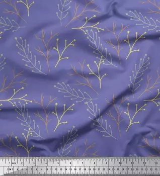 Soimoi фиолетовая японская креп-атласная ткань сухие ветки дерево декор ткань с принтом метр 42 дюйма 42 Inch Wide - Poly Crepe фиолетовый