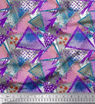 Soimoi фиолетовая японская креп-атласная ткань треугольники и мазки абстрактный декор ткань с принтом метр 42 дюйма 42 Inch Wide - Poly Crepe фиолетовый