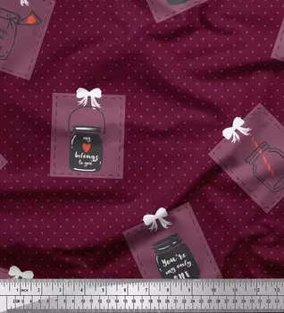 Soimoi фиолетовая японская креп-атласная ткань в горошек, банку и мое сердце принадлежит вам ткань с текстовым принтом на метр 42 дюйма 42 Inch Wide - Poly Crepe фиолетовый