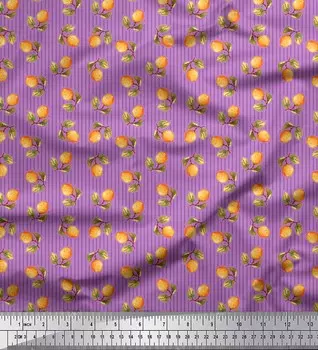 Soimoi фиолетовая японская креп-атласная ткань в полоску и с принтом апельсиновых фруктов 1 метр 42 дюйма 42 Inch Wide - Poly Crepe фиолетовый