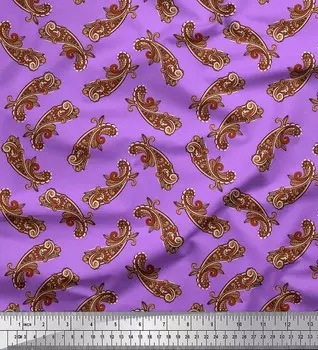 Soimoi фиолетовая японская креп-сатиновая ткань художественная ткань с декором пейсли печатный метр 42 дюйма 42 Inch Wide - Poly Crepe фиолетовый