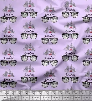 Soimoi фиолетовая японская креп-сатиновая ткань I Love London ткань с текстовым принтом по метрам 42 дюйма 42 Inch Wide - Poly Crepe фиолетовый