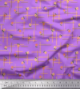 Soimoi фиолетовая японская креп-сатиновая ткань лабиринт и грандифлора розы ткань с цветочным принтом на метр 42 дюйма 42 Inch Wide - Poly Crepe зелёный