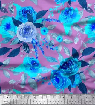 Soimoi фиолетовая японская креп-сатиновая ткань Остин Роза с цветочным принтом ткань по метрам 42 дюйма 42 Inch Wide - Cotton Voile фиолетовый