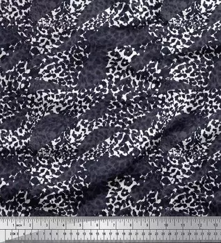Soimoi фиолетовая японская креп-сатиновая ткань с леопардовым принтом из кожи животного, швейная ткань, метр 42 дюйма 42 Inch Wide - Poly Crepe синий