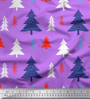 Soimoi фиолетовая японская креп-сатиновая ткань с принтом «Рождественская елка» ткань для рукоделия по метрам 42 дюйма 42 Inch Wide - Poly Crepe зелёный