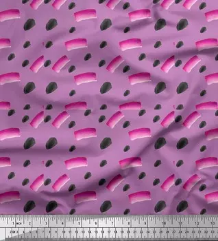 Soimoi фиолетовая японская креп-сатиновая ткань с абстрактным принтом и мазками кисти, ткань на метр, 42 дюйма 42 Inch Wide - Cotton Voile фиолетовый