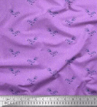 Soimoi фиолетовая японская креп-сатиновая ткань с художественным бутоном и цветочным принтом, ткань по метрам, 42 дюйма 42 Inch Wide - Poly Crepe фиолетовый