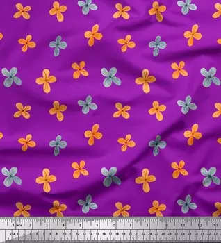 Soimoi фиолетовая японская креп-сатиновая ткань с художественным цветочным принтом, ткань на метр 42 дюйма 42 Inch Wide - Cotton Voile фиолетовый