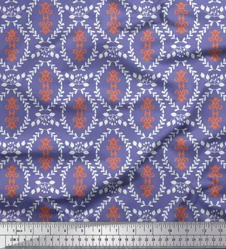 Soimoi фиолетовая японская креп-сатиновая ткань с филигранным дамасским принтом, ткань по метрам 42 дюйма 42 Inch Wide - Japan Crepe Satin фиолетовый