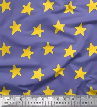 Soimoi фиолетовая японская креп-сатиновая ткань со звездами и звездами, ткань с принтом, метр 42 дюйма 42 Inch Wide - Cotton Voile фиолетовый