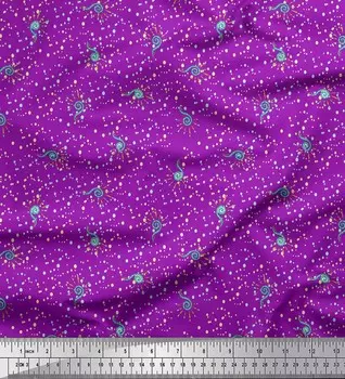 Soimoi фиолетовая японская креп-сатиновая ткань со спиральным и точечным принтом, швейная ткань, метр 42 дюйма 42 Inch Wide - Poly Crepe фиолетовый