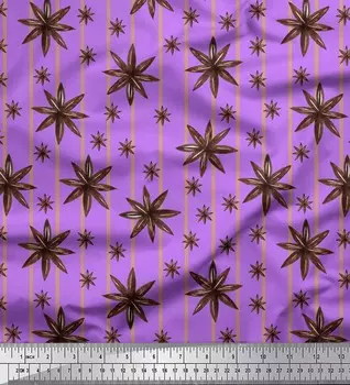 Soimoi фиолетовая японская креп-сатиновая ткань со звездчатым анисом и полосатым принтом, ткань по метрам 42 дюйма 42 Inch Wide - Poly Crepe фиолетовый