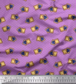 Soimoi фиолетовая японская креп-сатиновая ткань в горошек и сэндвич-хлеб, пищевая ткань с принтом на метр, 42 дюйма 42 Inch Wide - Poly Crepe фиолетовый