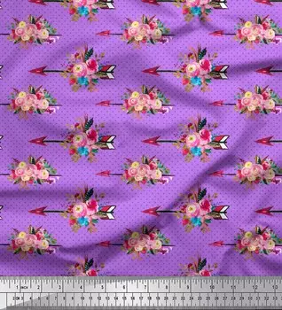 Soimoi фиолетовая японская креп-сатиновая ткань в горошек и лютик с цветочным декором, ткань с принтом, метр 42 дюйма 42 Inch Wide - Cotton Voile фиолетовый