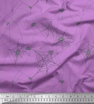 Soimoi фиолетовая японская креповая атласная ткань с принтом в виде паутины и насекомых на метр 42 дюйма 42 Inch Wide - Poly Crepe фиолетовый