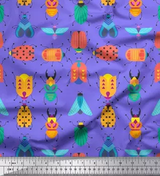 Soimoi фиолетовая вискозная ткань с изображением насекомых и принтом, швейная ткань BTY, 42 дюйма 42 Inch Wide - Viscose Chiffon средний фиолетовый
