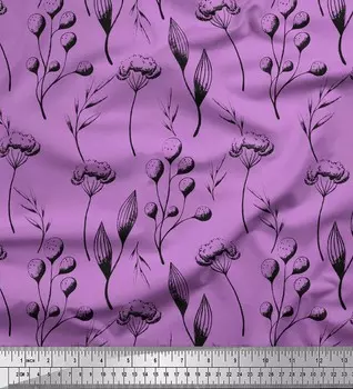 Soimoi фиолетовый поли креп ткань ватный шарик листья ткань с принтом на метр 42 дюйма 42 Inch Wide - Poly Crepe фиолетовый