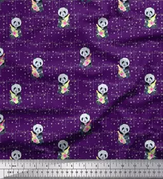 Soimoi фиолетовый японский креп-атласная ткань для шитья в виде бутылки и панды в горошек, метр 42 дюйма 42 Inch Wide - Poly Crepe фиолетовый