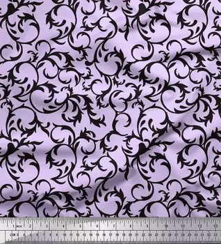 Soimoi фиолетовый японский креп-атласная ткань художественный декор с листьями ткань с принтом метр 42 дюйма 42 Inch Wide - Cotton Voile фиолетовый