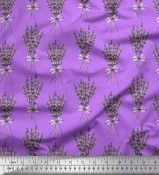 Soimoi фиолетовый японский креп-атласная ткань с букетом цветочного принта ткань на метр 42 дюйма 42 Inch Wide - Poly Crepe фиолетовый