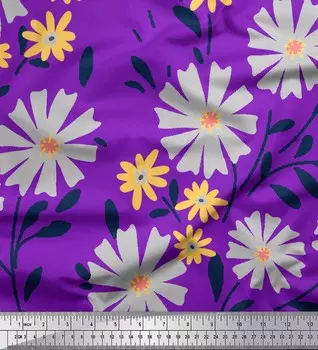 Soimoi фиолетовый японский креп-атласная ткань с листьями и ночным жасмином с цветочным принтом, швейная ткань, метр 42 дюйма 42 Inch Wide - Japan Crepe Satin фиолетовый
