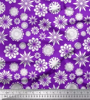 Soimoi Фиолетовый японский креп-сатин Белая ткань для рукоделия с принтом мандалы шириной 42 дюйма по метрам 42 Inch Wide - Poly Crepe фиолетовый