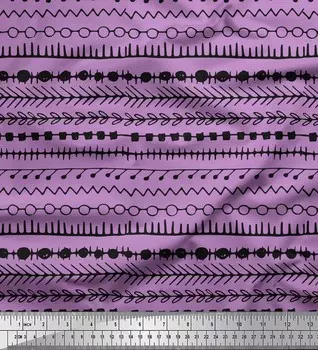 Soimoi фиолетовый японский креп-сатин ткань ацтекского геометрического декора ткань с принтом метр 42 дюйма 42 Inch Wide - Poly Crepe синий