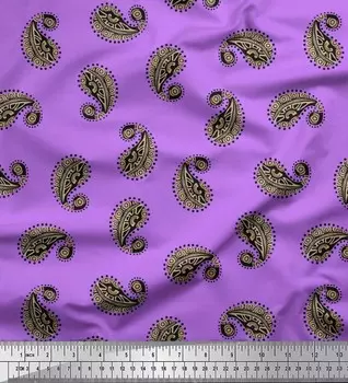 Soimoi фиолетовый японский креп-сатин ткань черный эскиз ткань с принтом пейсли по метрам 42 дюйма 42 Inch Wide - Poly Crepe фиолетовый
