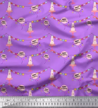 Soimoi фиолетовый японский креп-сатин ткань для рукоделия с принтом на день рождения, вечеринка, 42 дюйма по метрам 42 Inch Wide - Poly Crepe фиолетовый
