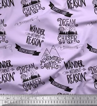 Soimoi фиолетовый японский креп-сатин ткань Dream Chaser ткань с текстовым принтом 1 метр 42 дюйма 42 Inch Wide - Poly Crepe фиолетовый