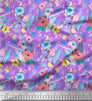 Soimoi фиолетовый японский креп-сатин ткань художественный лист и цветочный декор ткань с принтом метр 42 дюйма 42 Inch Wide - Poly Crepe зелёный