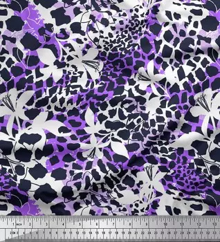 Soimoi фиолетовый японский креп-сатин ткань леопардовая ткань с принтом кожи животного 1 метр 42 дюйма 42 Inch Wide - Poly Crepe фиолетовый