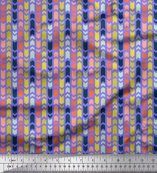 Soimoi фиолетовый японский креп-сатин ткань Paw Arrow племенной принт швейная ткань метр 42 дюйма 42 Inch Wide - Cotton Voile фиолетовый