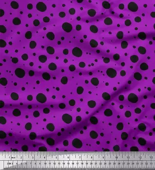 Soimoi Фиолетовый японский креп-сатин Ткань с принтом в черный горошек Ткань по метрам 42 дюйма 42 Inch Wide - Poly Crepe зелёный