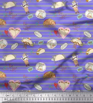 Soimoi фиолетовый японский креп-сатин ткань тако и полосатый принт ткань по метрам 42 дюйма 42 Inch Wide - Poly Crepe фиолетовый