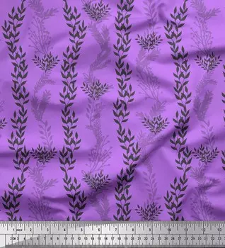 Soimoi фиолетовый японский креп-сатин ткань трафарет с принтом листьев ткань на метр 42 дюйма 42 Inch Wide - Cotton Voile фиолетовый