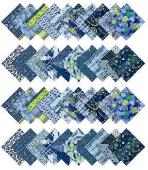 Soimoi Geometric Print Precut 5-inch Cotton Fabric Quilting Squares Charm Pack DIY Patchwork Sewing 5x5inches синий