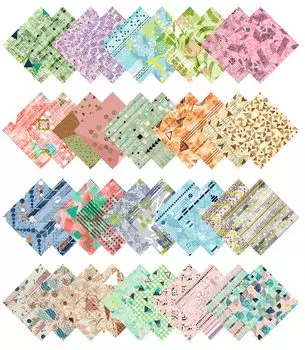 Soimoi Geometric With Texture Print Precut 5-inch Cotton Fabric Quilting Squares Charm Pack DIY Patchwork Sewing 5x5 мятный зеленый