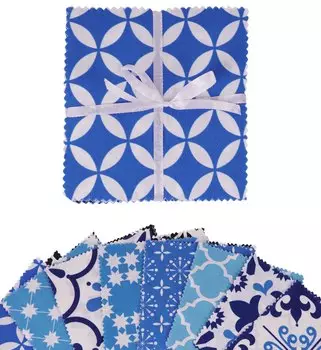 Soimoi геометрические трафареты с принтом, предварительно вырезанные 5-дюймовые хлопчатобумажные ткани, стеганые квадраты, очаровательный набор, сделай сам, лоскутное шитье, ремесло, средний размер 5x5inches синий