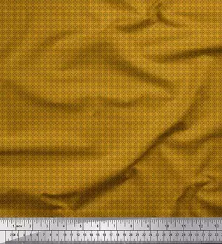 Soimoi Gold Japan Crepe Satin Ткань с цветочным геометрическим принтом Швейная ткань метр 42 дюйма 42 Inch Wide - Cotton Voile золотой
