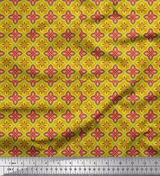 Soimoi Gold Poly креповая ткань марокканская дамасская декоративная ткань с принтом метр 42 дюйма 42 Inch Wide - Poly Crepe зелёный