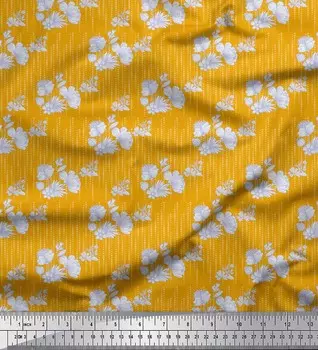 Soimoi Gold, японский креп-сатин, ткань с художественным принтом цветов и точек, ткань на метр, 42 дюйма 42 Inch Wide - Poly Crepe золотой