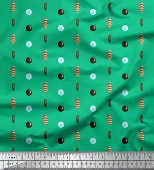 Soimoi Green Japan Crepe Satin Fabric Круглая и овальная ткань с геометрическим принтом на метр 42 дюйма 42 Inch Wide - Cotton Voile зелёный