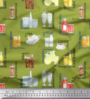 Soimoi Green Japan Crepe Satin Ткань для текстовых и безалкогольных напитков Ткань с принтом для вечеринок на метр 42 дюйма 42 Inch Wide - Poly Crepe зелёный