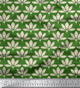 Soimoi Green Japan Crepe Satin Ткань Художественный цветочный декор Ткань Печатный метр 42 дюйма 42 Inch Wide - Poly Crepe зелёный