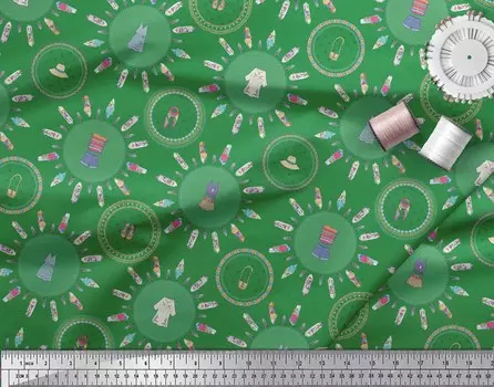 Soimoi Green Japan Crepe Satin Ткань Обувь и ткань Модные принты на ткани метражом 42 дюйма 42 Inch Wide - Poly Crepe коричневый