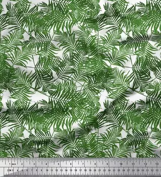 Soimoi Green Japan Crepe Satin Ткань с принтом сосновых листьев на метр 42 дюйма 42 Inch Wide - Poly Crepe красный