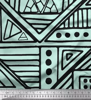 Soimoi Green Japan Crepe Satin Ткань Треугольная художественная ткань с геометрическим принтом на метр 42 дюйма 42 Inch Wide - Cotton Voile зелёный