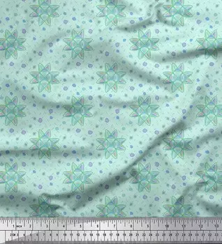 Soimoi Green Japan Креп-Атласная Ткань Художественные Цветочные Принты По Метрам 42 Дюйма 42 Inch Wide - Cotton Voile зелёный